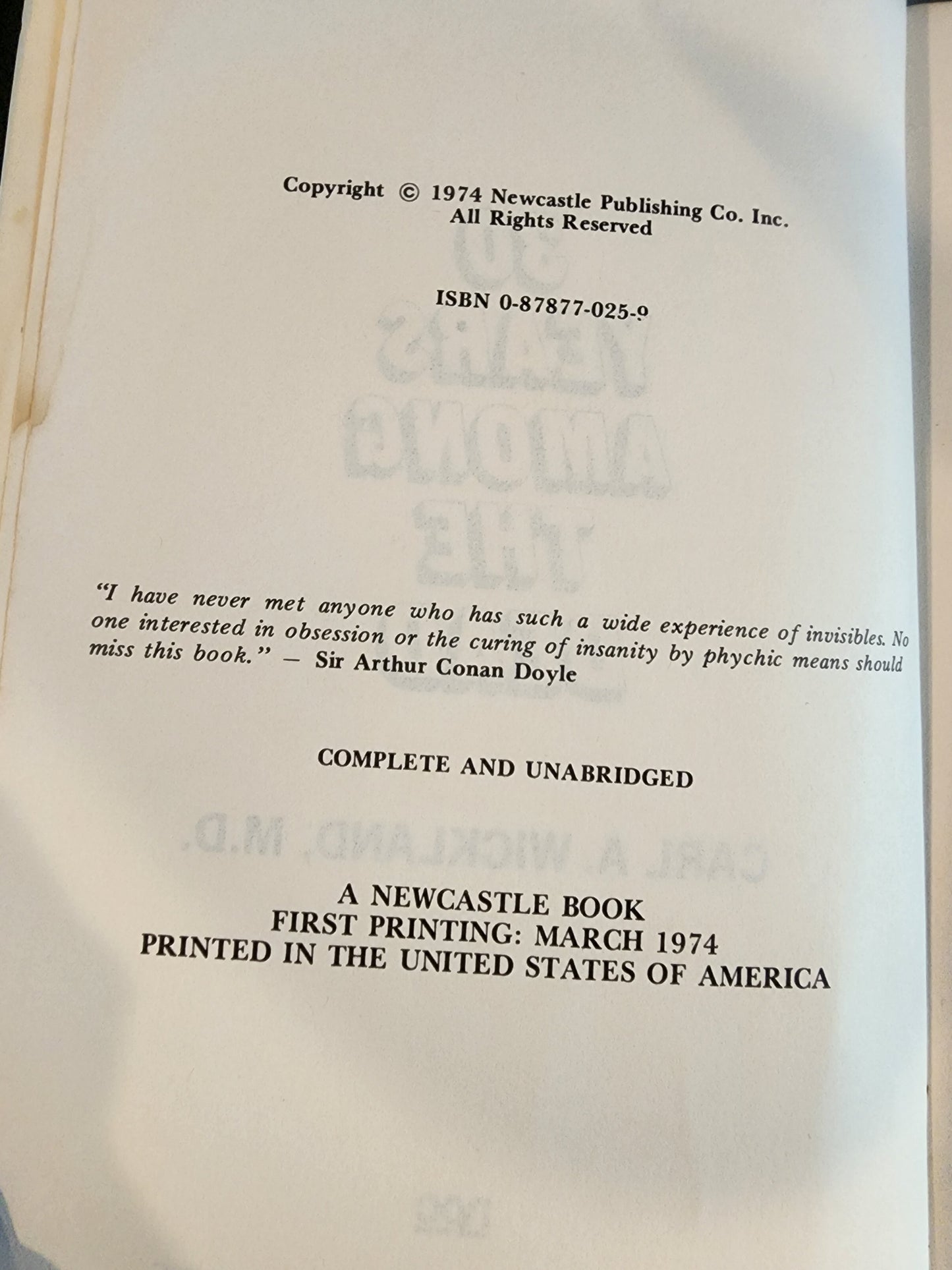 Thirty Years Among the Dead by Carl A. Wickland (1974) soft cover book