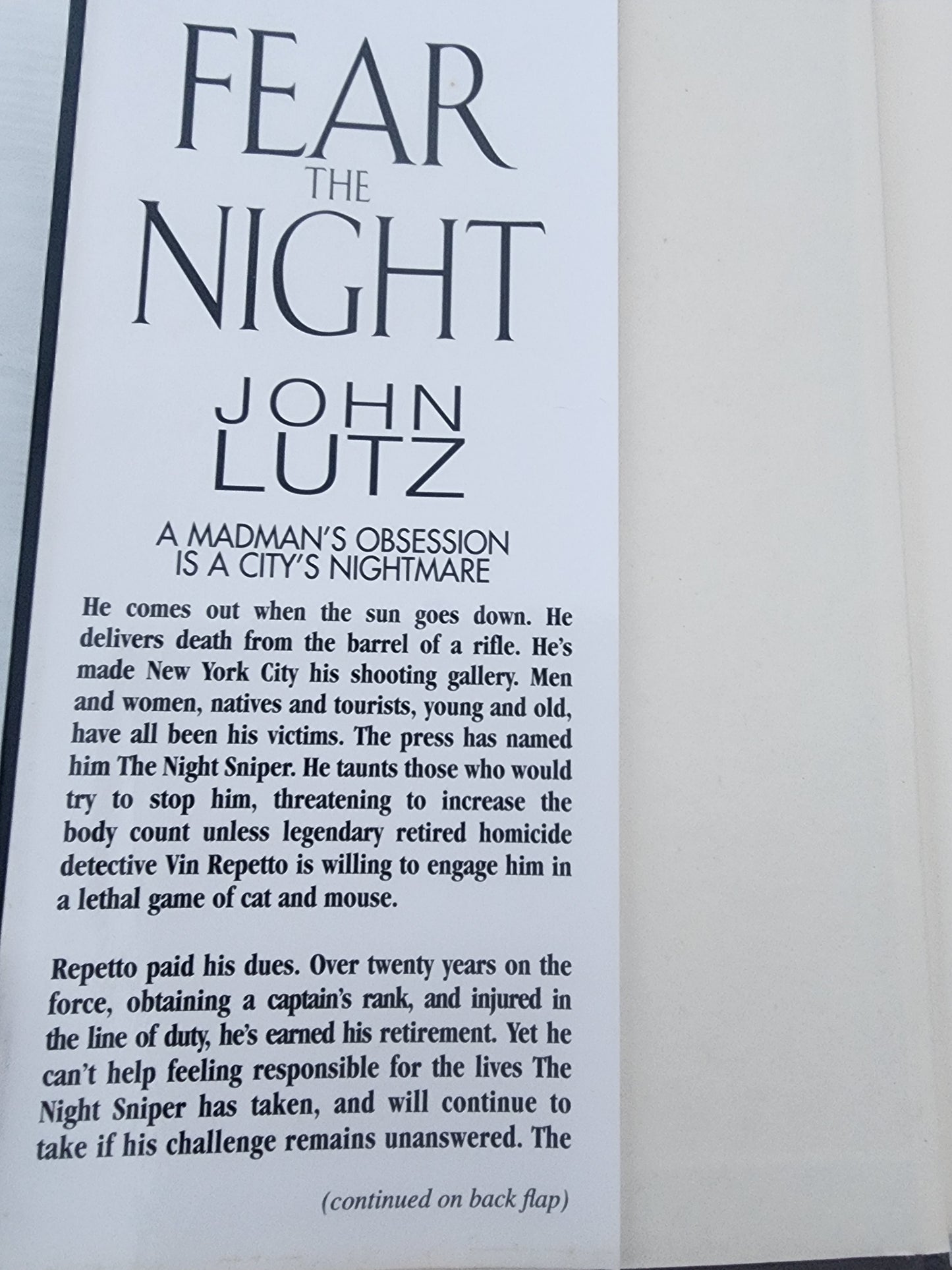 Fear the Night Hardback Book by John Lutz