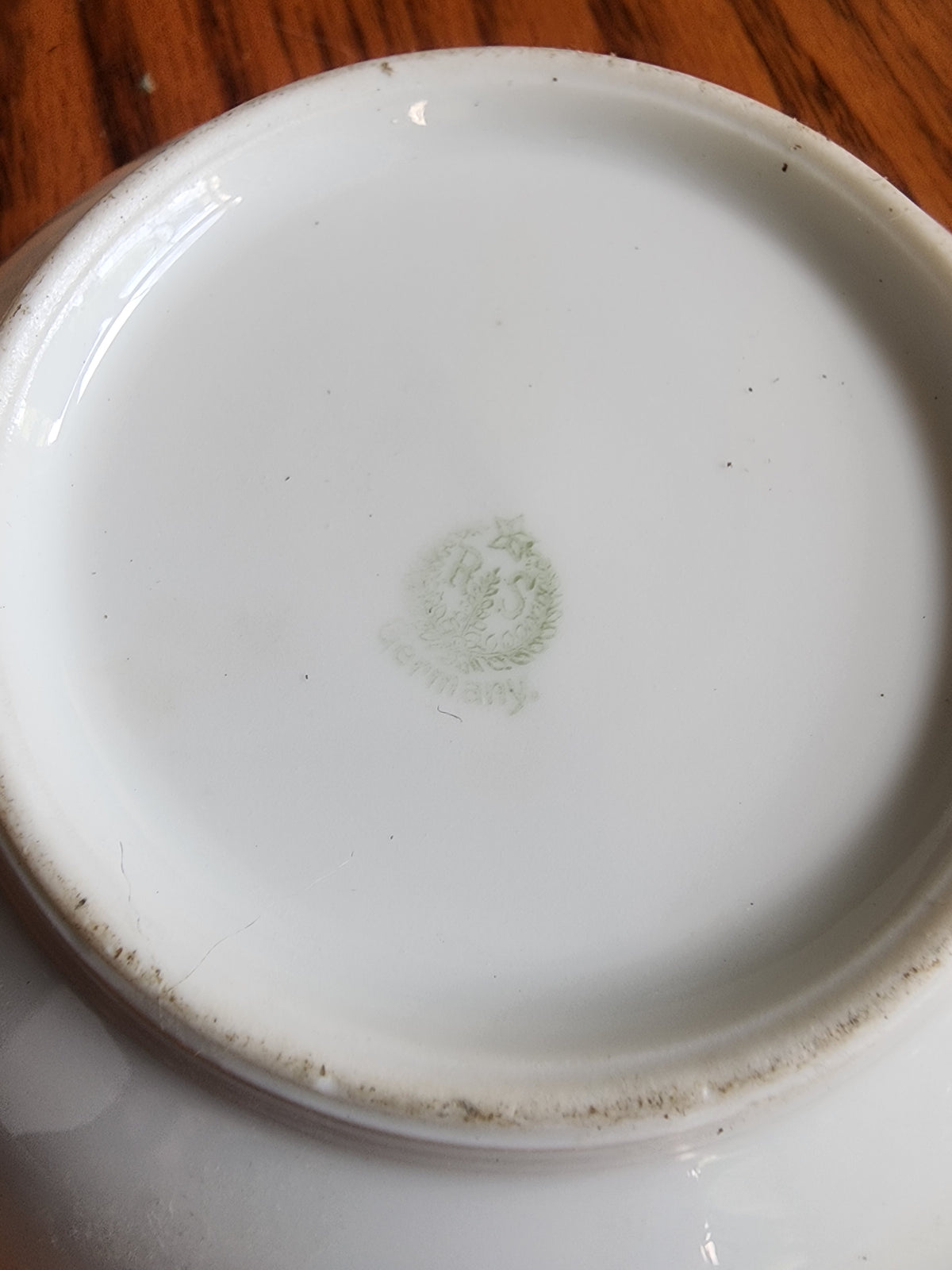 Antique 5 3/8” Bowl RS Tillowitz Germany, Poppy Flower, Light Green White