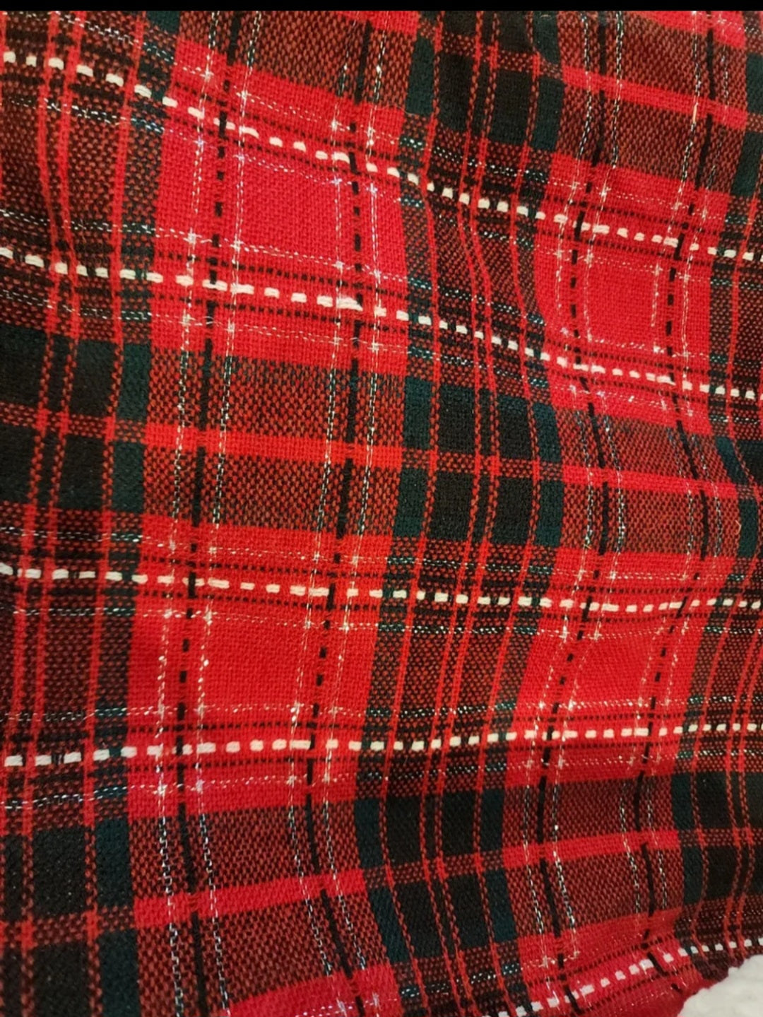 LOT of 2 Red Black Plaid Christmas Tree
Skirts 38" Faux Fur Sherpa Trim Holiday