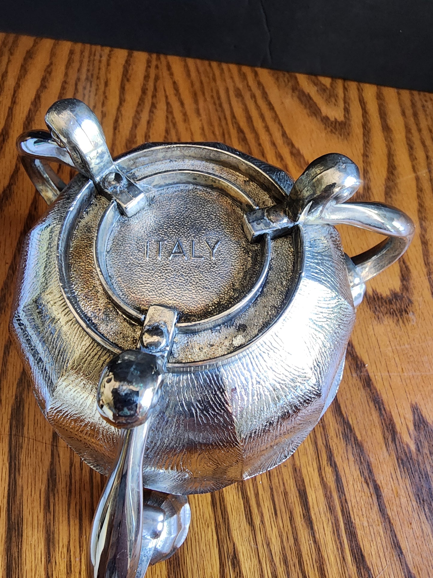 Vintage Italian Tole Metal Flower Bowl 3-Candle Candelabra Centerpiece Italy