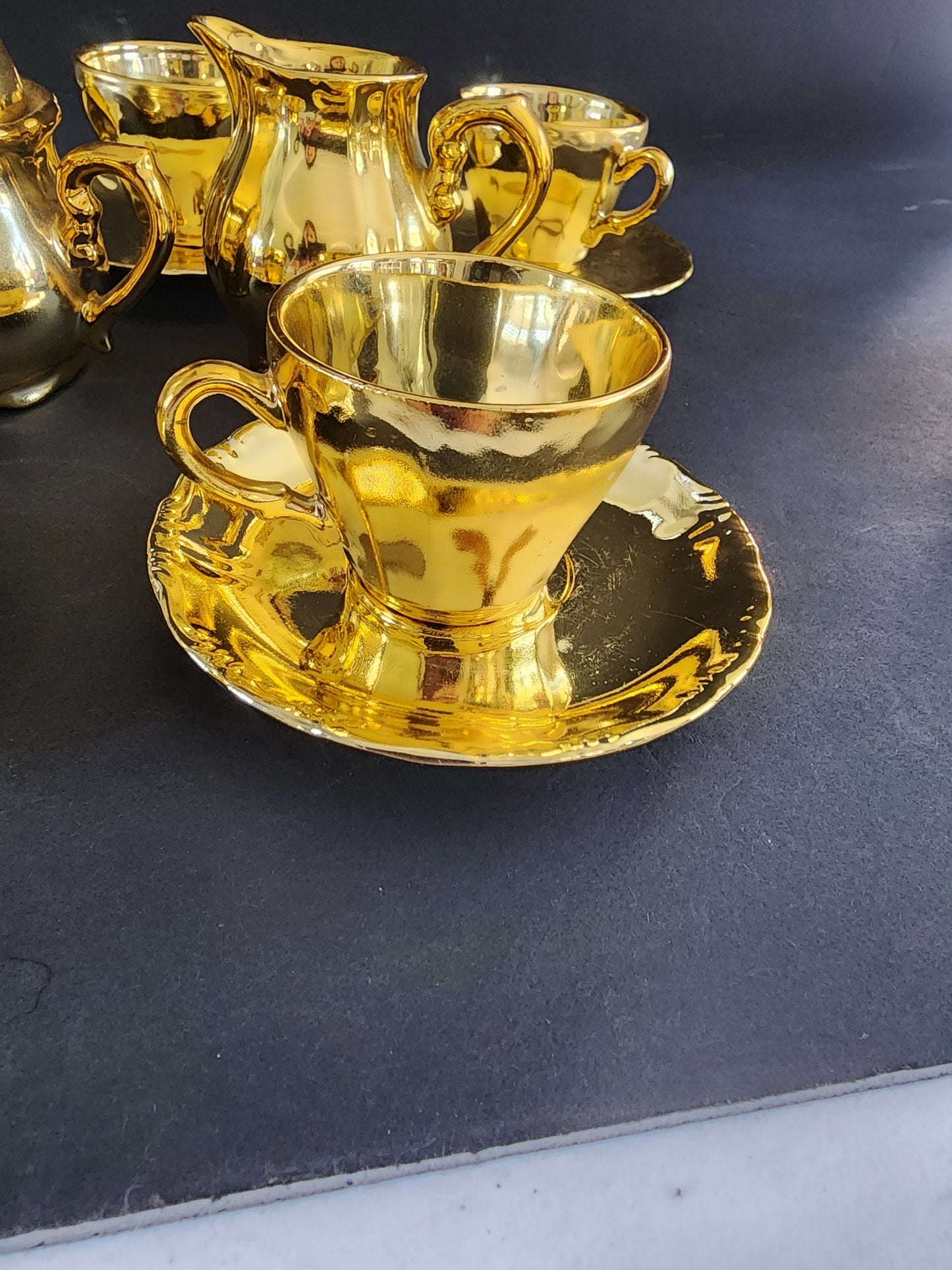 Vintage Gold Plated Coffee Tea Set 15 PC set  Made in Japan