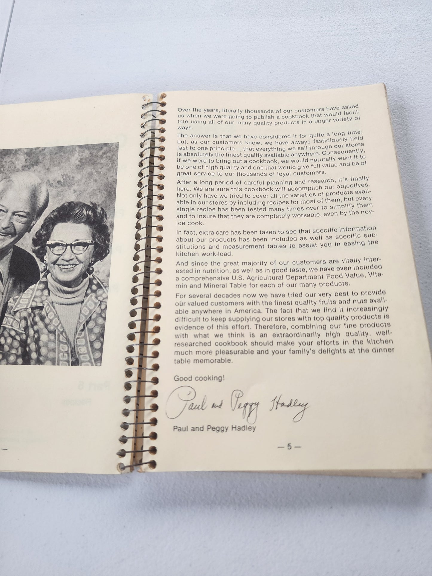 Hadley's Natural Foods Cookbook (1977 Vintage Paperback / Spiral Bound)