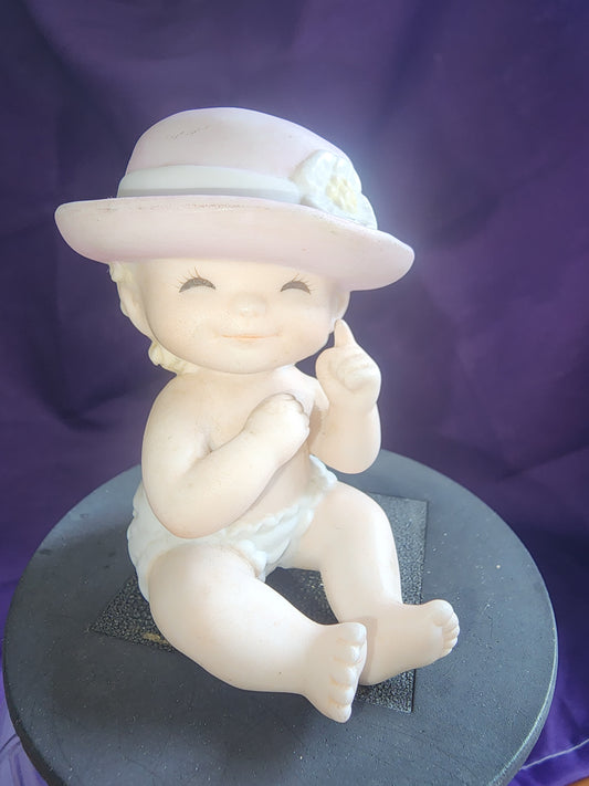 Vintage 1985 Gorham DBGCI Smiling Baby Figurine with floral Hat