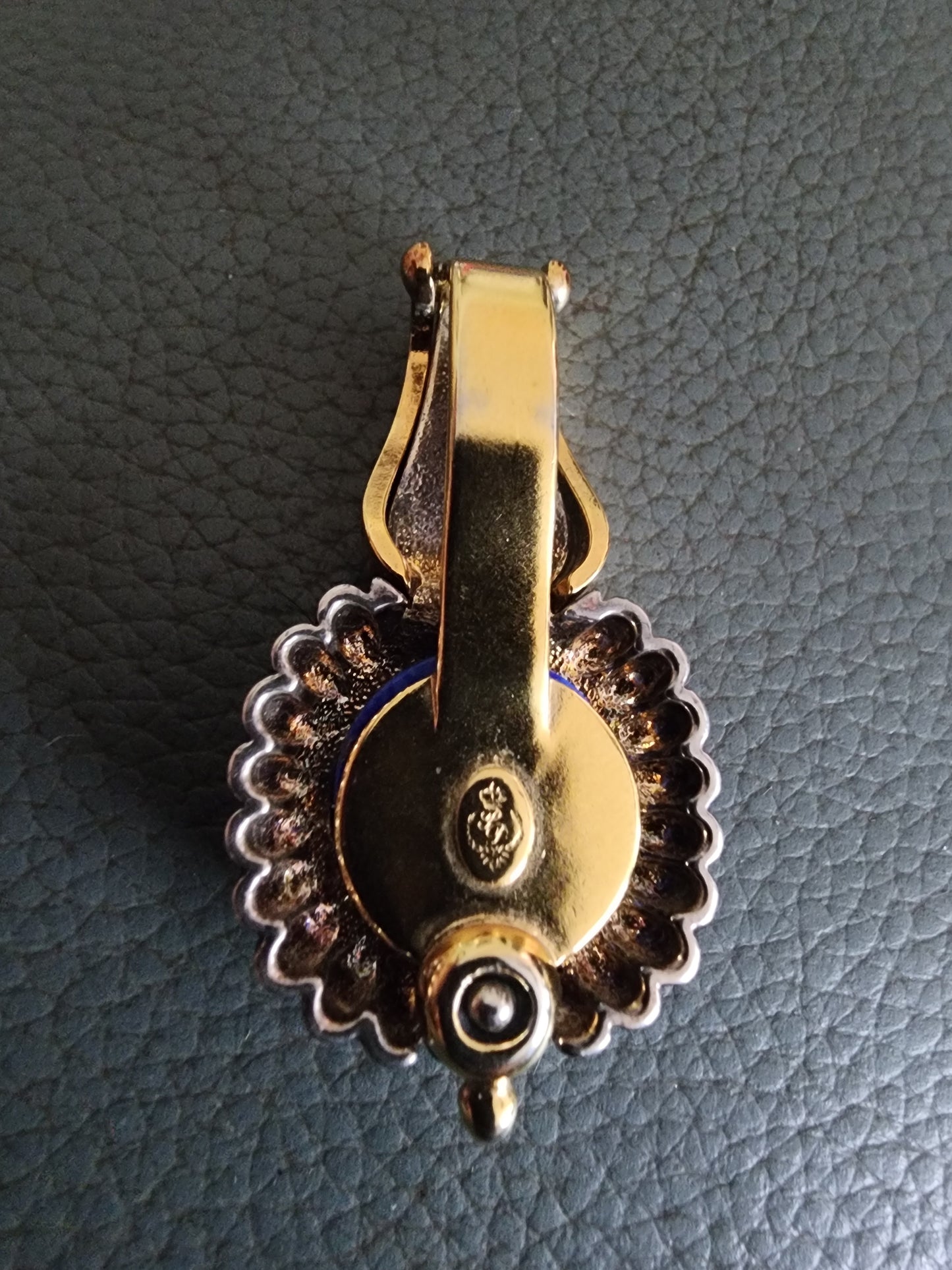 Vintage Premier Designs Gold-Tone Pendant with Vibrant Blue Stone & Clear Accent