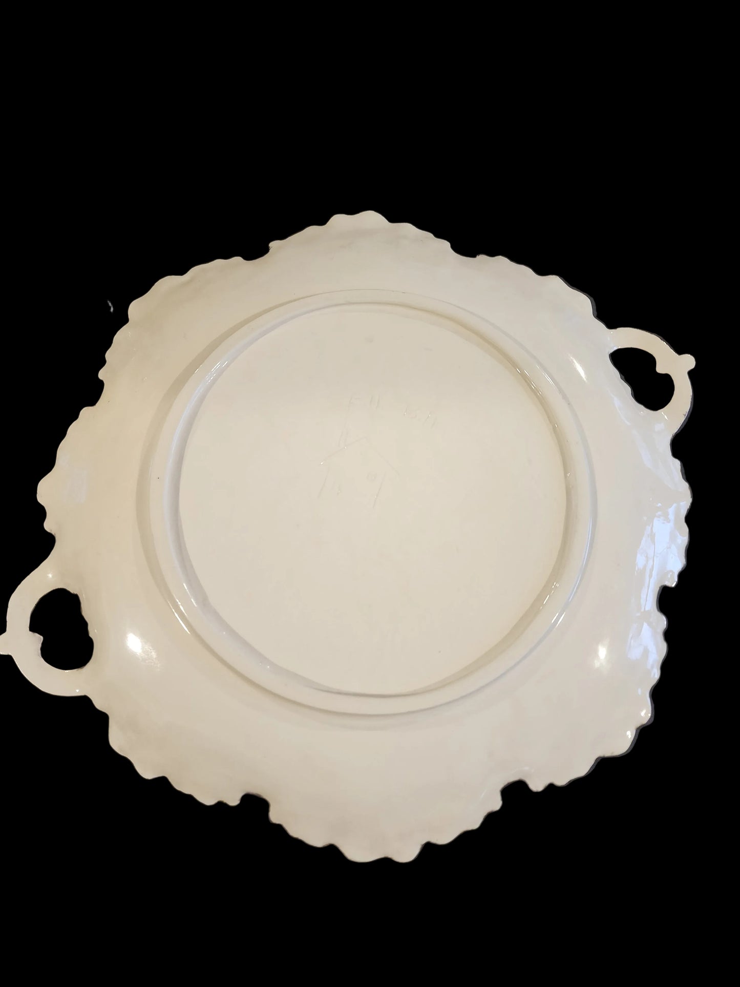 Antique 16" Hand Painted Porcelain Charger - Pink Moss Roses -