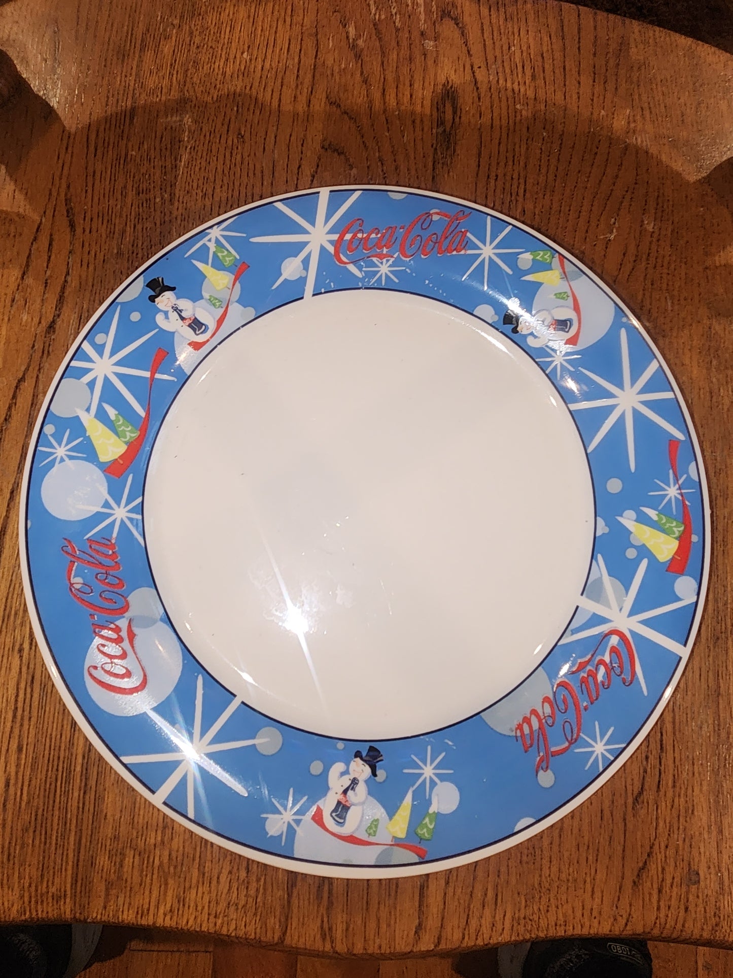 Coca Cola Snowman Replacement Vtg Dinner Plate Laughing Snowman 10.25"