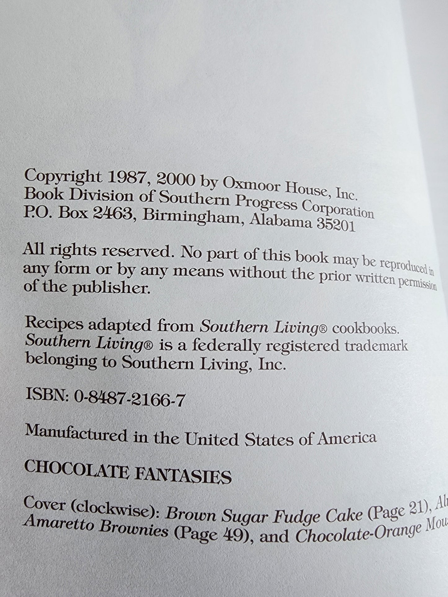 Vintage 2000 Chocolate Fantasies Cookbook Recipes DessertIs Softcover Book