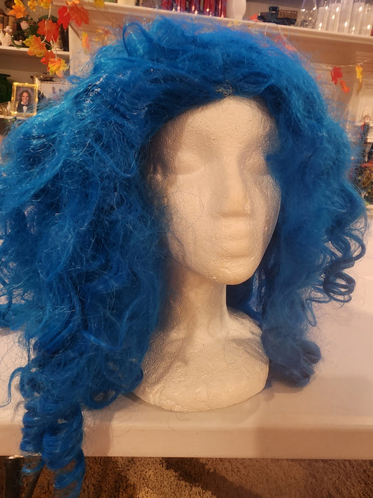 Long, Curly Bright Blue Costume Wig - Cosplay, Halloween, Dress Up