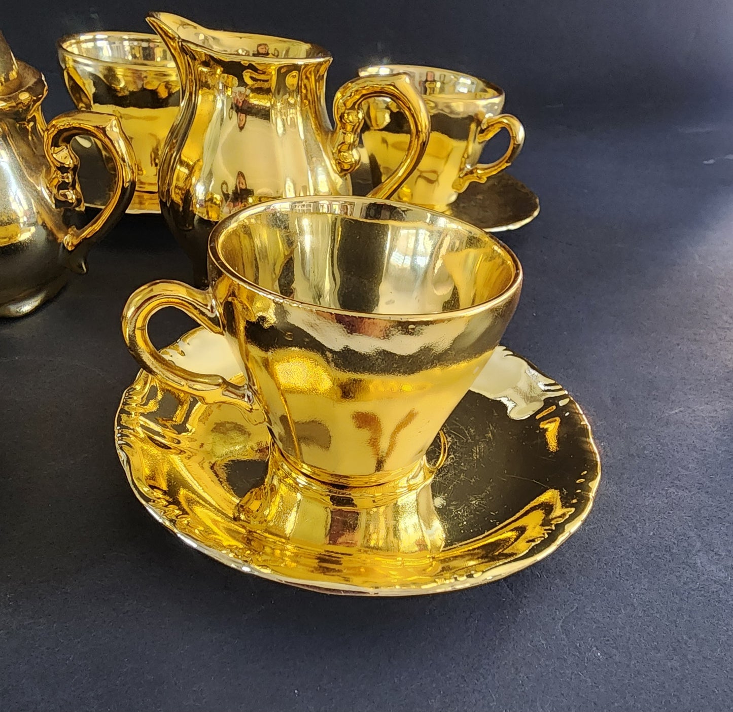 Vintage Gold Plated Coffee Tea Set 15 PC set  Made in Japan