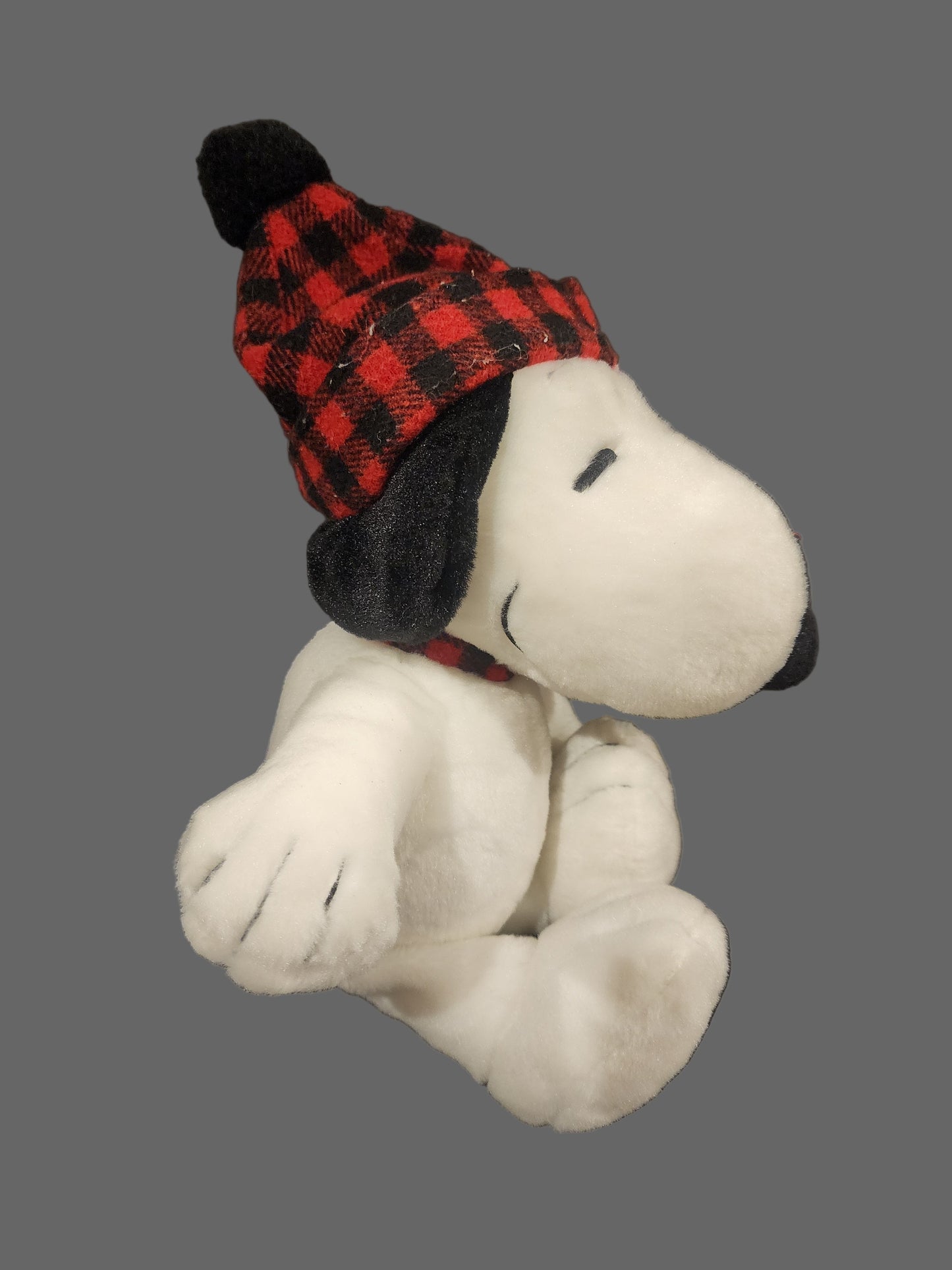 Aurora Snoopy Plush Stuffed Animal Red Black Plaid Winter Hat Peanuts 2024 12"