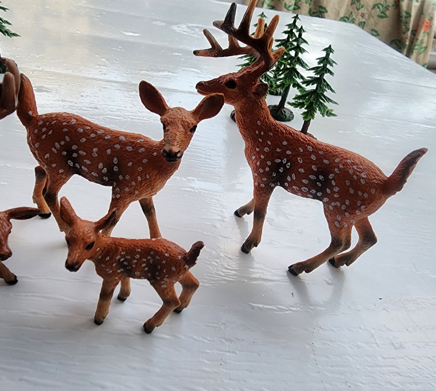 Woodland Deer Cake Topper, Early Educational Waterproof White-Deer Figurine,