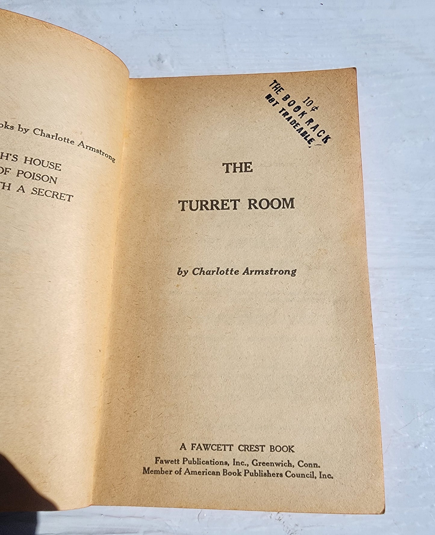THE TURRET ROOM by Charlotte Armstrong (1967) Fawcett pb book Murder mystery