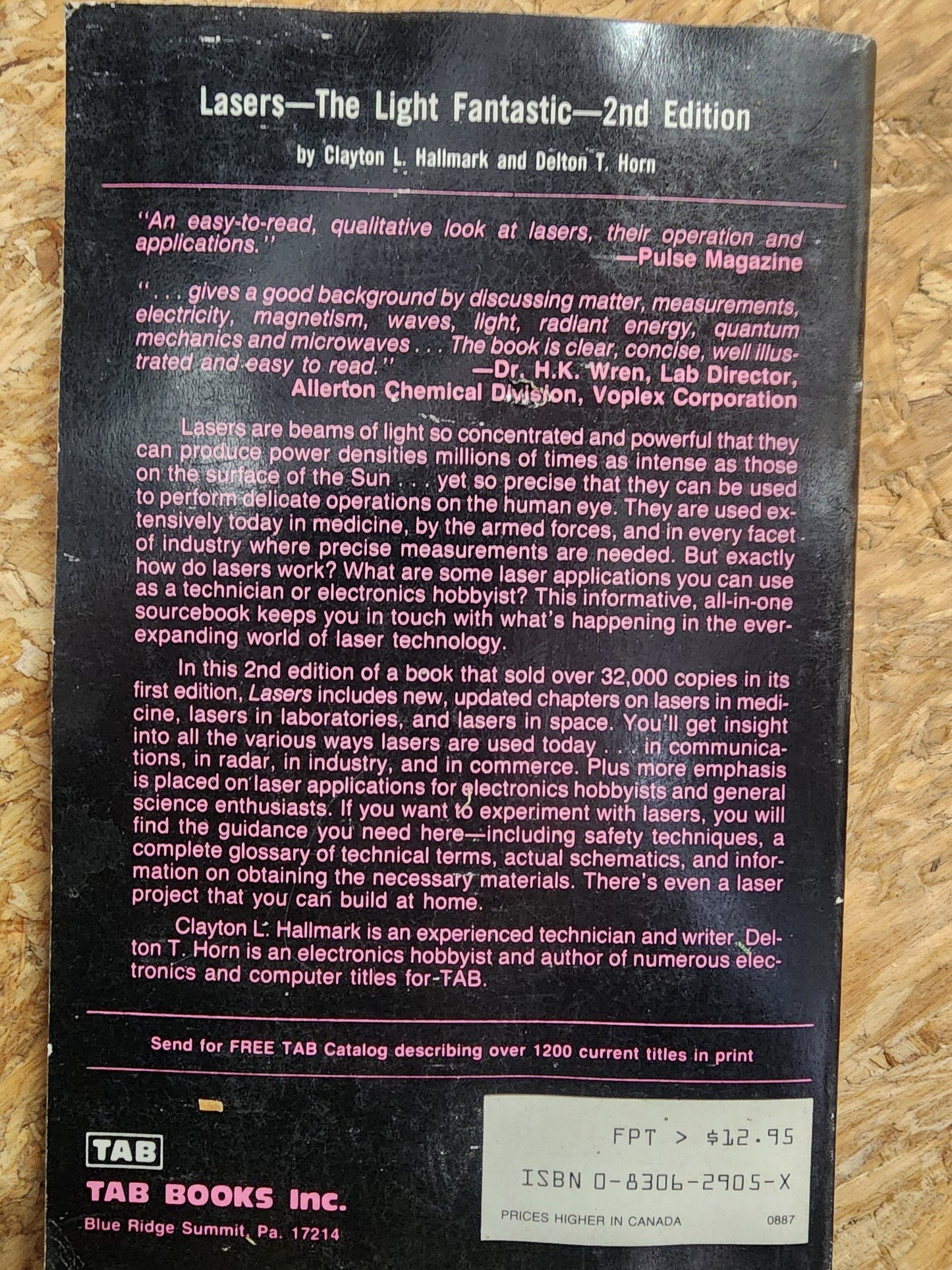 Lasers: The Light Fantastic by Clayton L. Hallmark 1987 softcover book