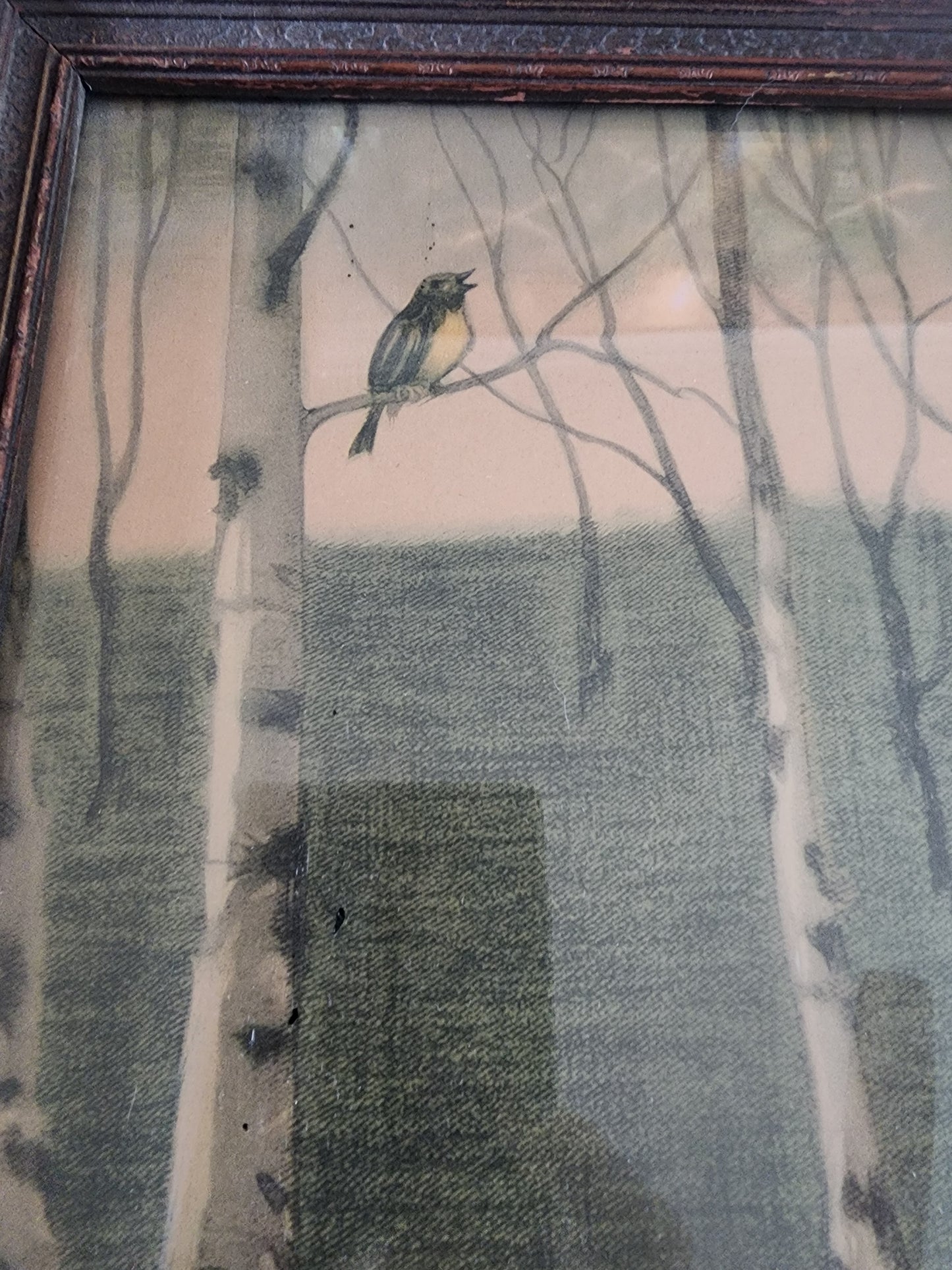 Vintage Art Print 1920s Lithograph SPRING SONG  Simon Glucklich Original Frame