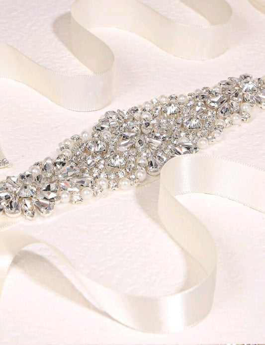 Wedding Dress Belt For Bride Crystal Rhinestone ivory Sash Wedding Belt osfm.