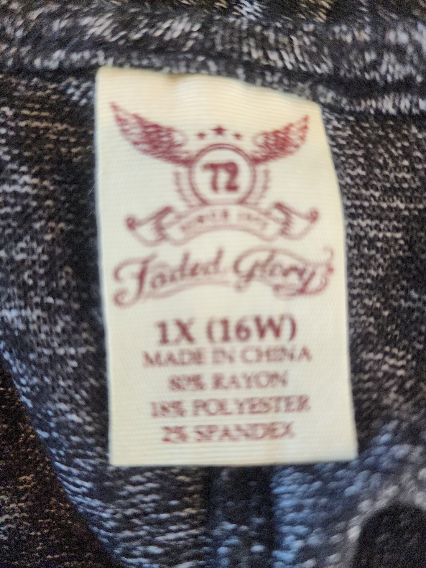 Women's Faded Glory Asymmetrical Shirt heather black short sleeve 16x