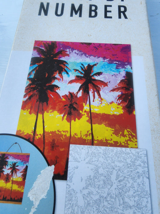 NEW 2020 Artiscapes Sunset Palm Trees Paint By Number  Kit 16x20 w/ Wood Frame