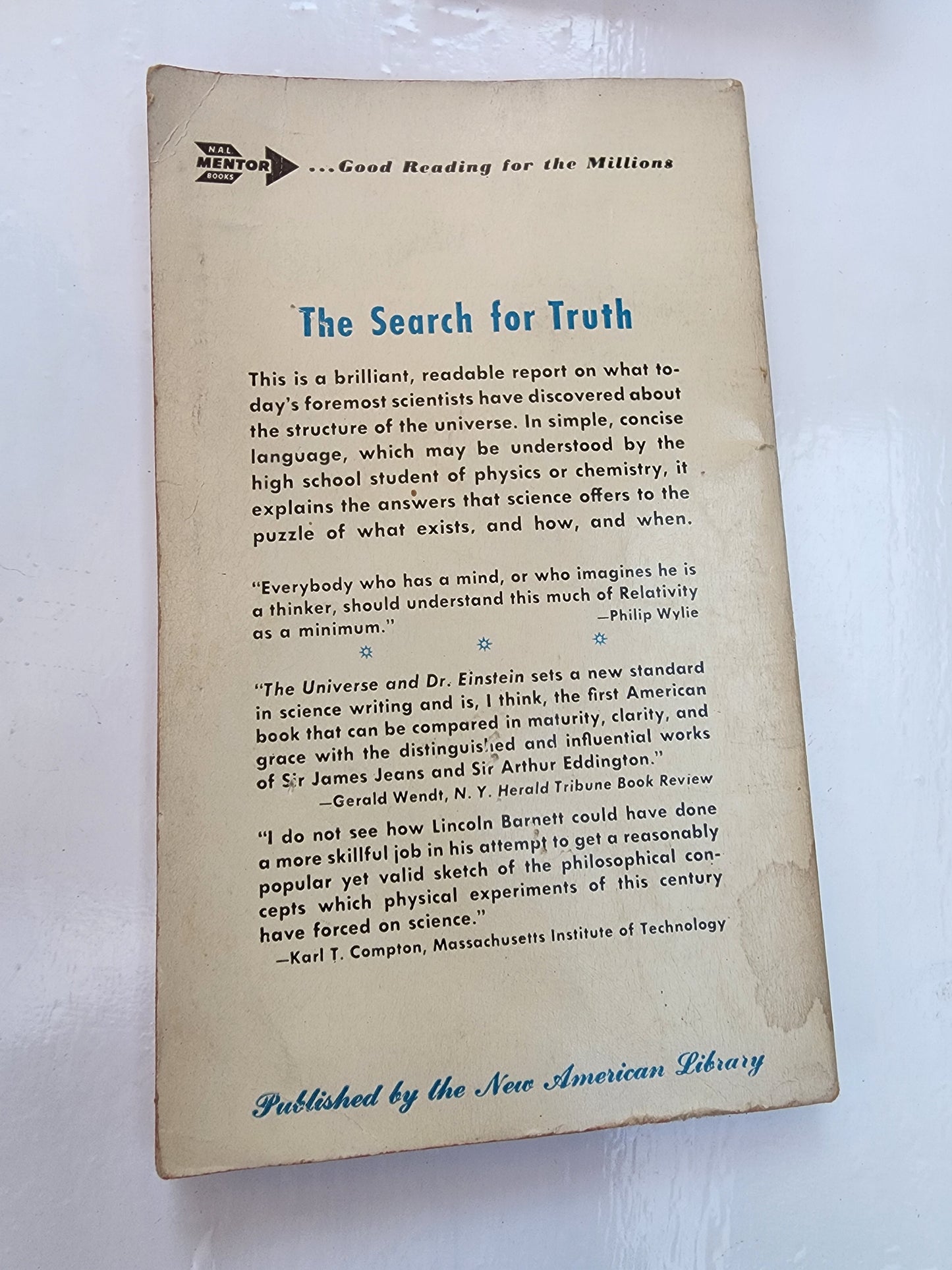 THE UNIVERSE AND DR. EINSTEIN - LINCOLN BARNETT PAPERPACK 1957 EDITION