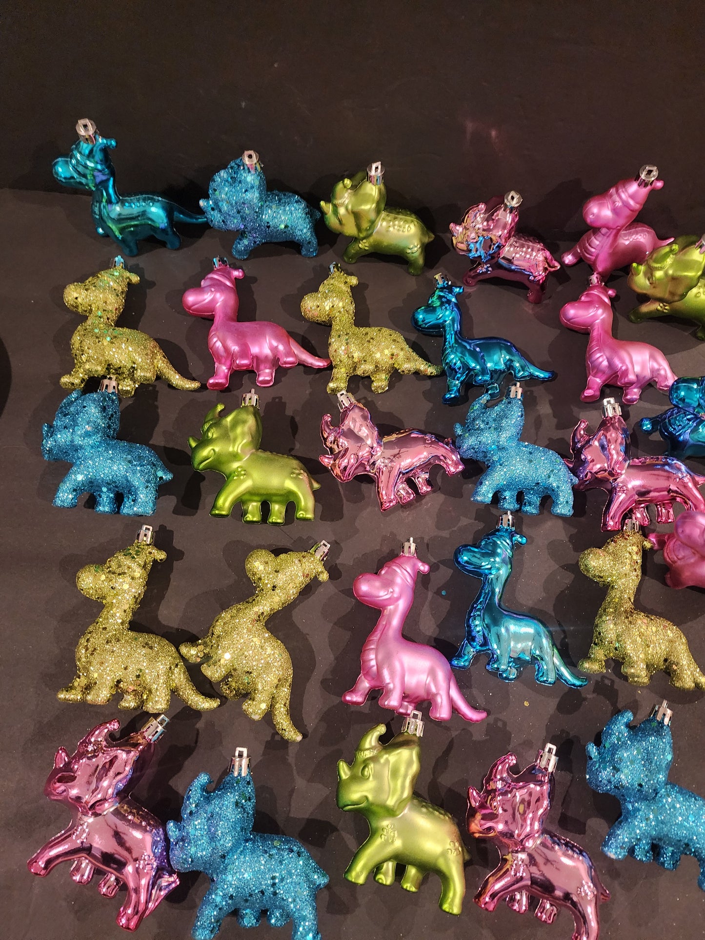 Teal, Fuchsia, Pink, Lime Green Dinosaurs Decorative Figurine  28 piece Ornaments