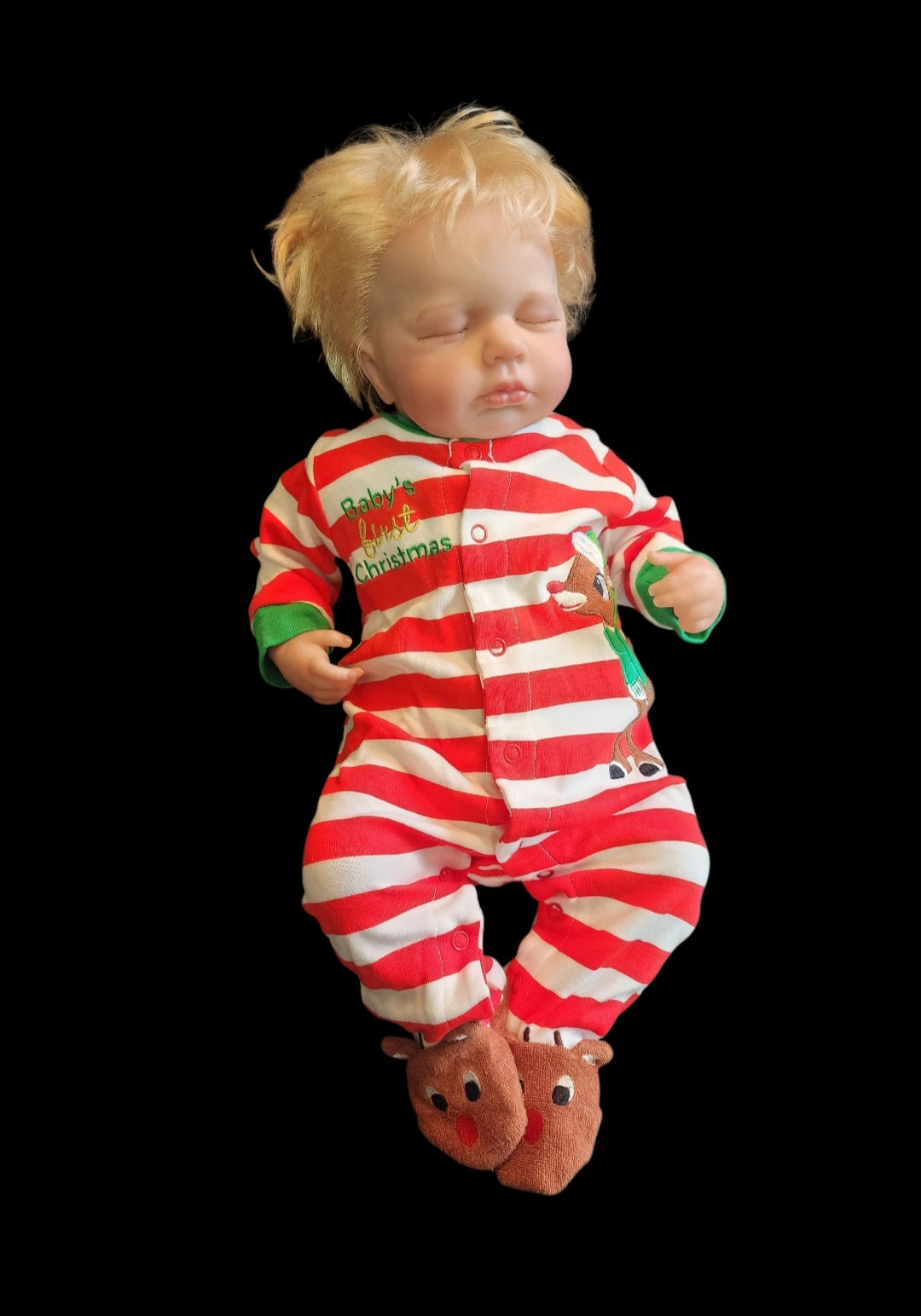 20" Realistic Reborn Sleeping Baby Doll with First Christmas Onesie