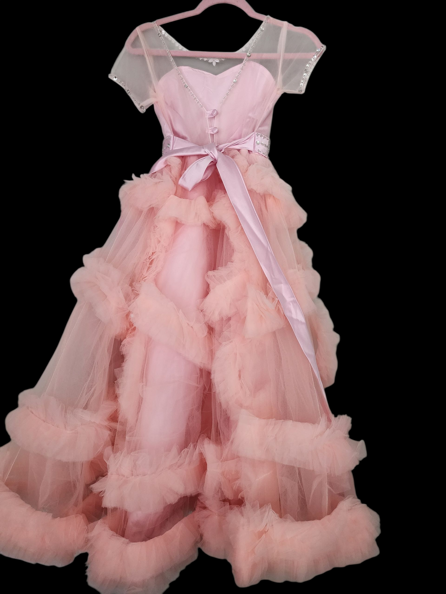 Stunning V-Back Luxury Pageant Tulle Ball Gowns for Girls 12/13