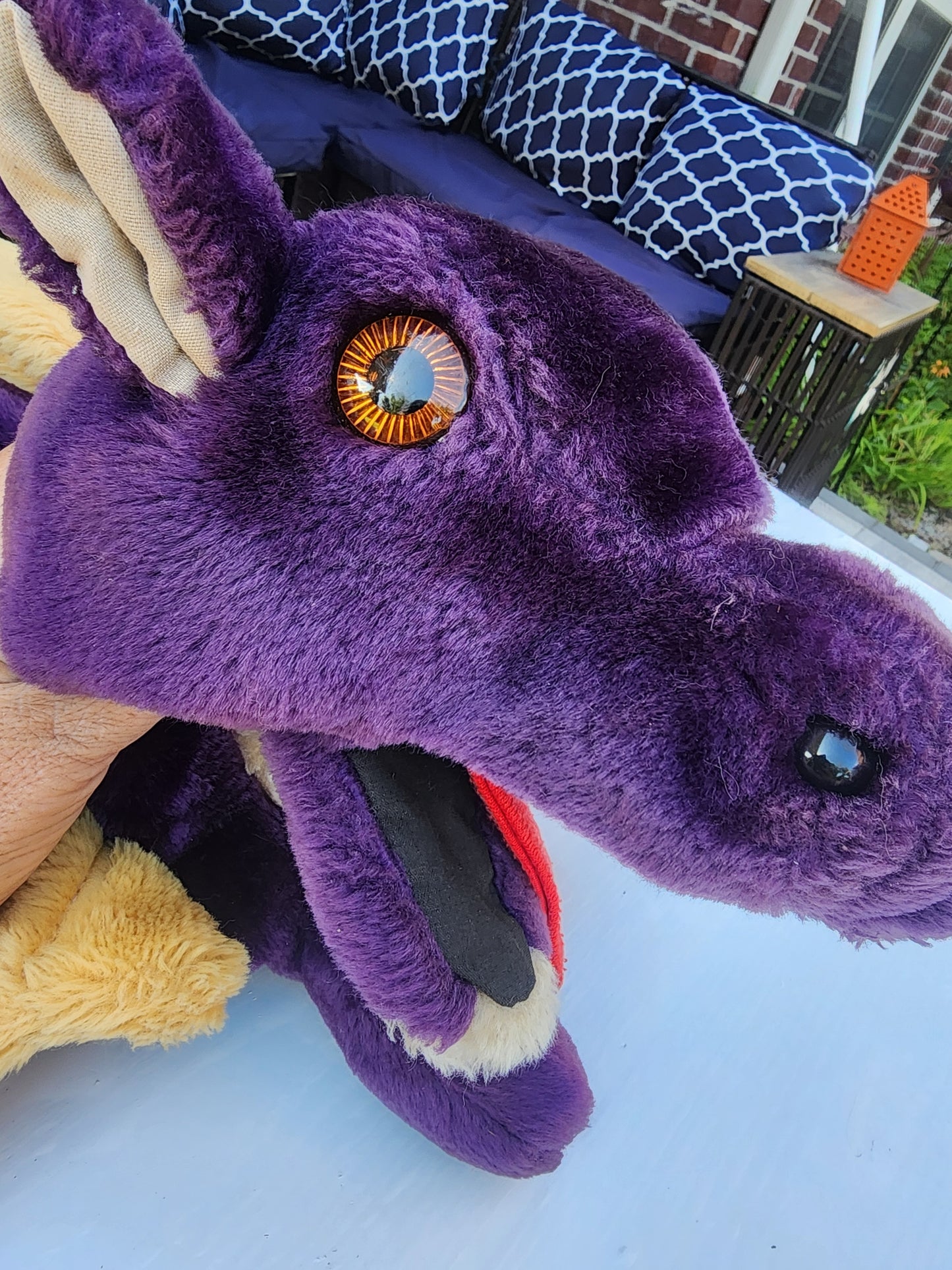 Lucy’s Toys Magnificent Dragon Hand Puppet Purple Gold Vintage - Plush  aprox. 25" Large