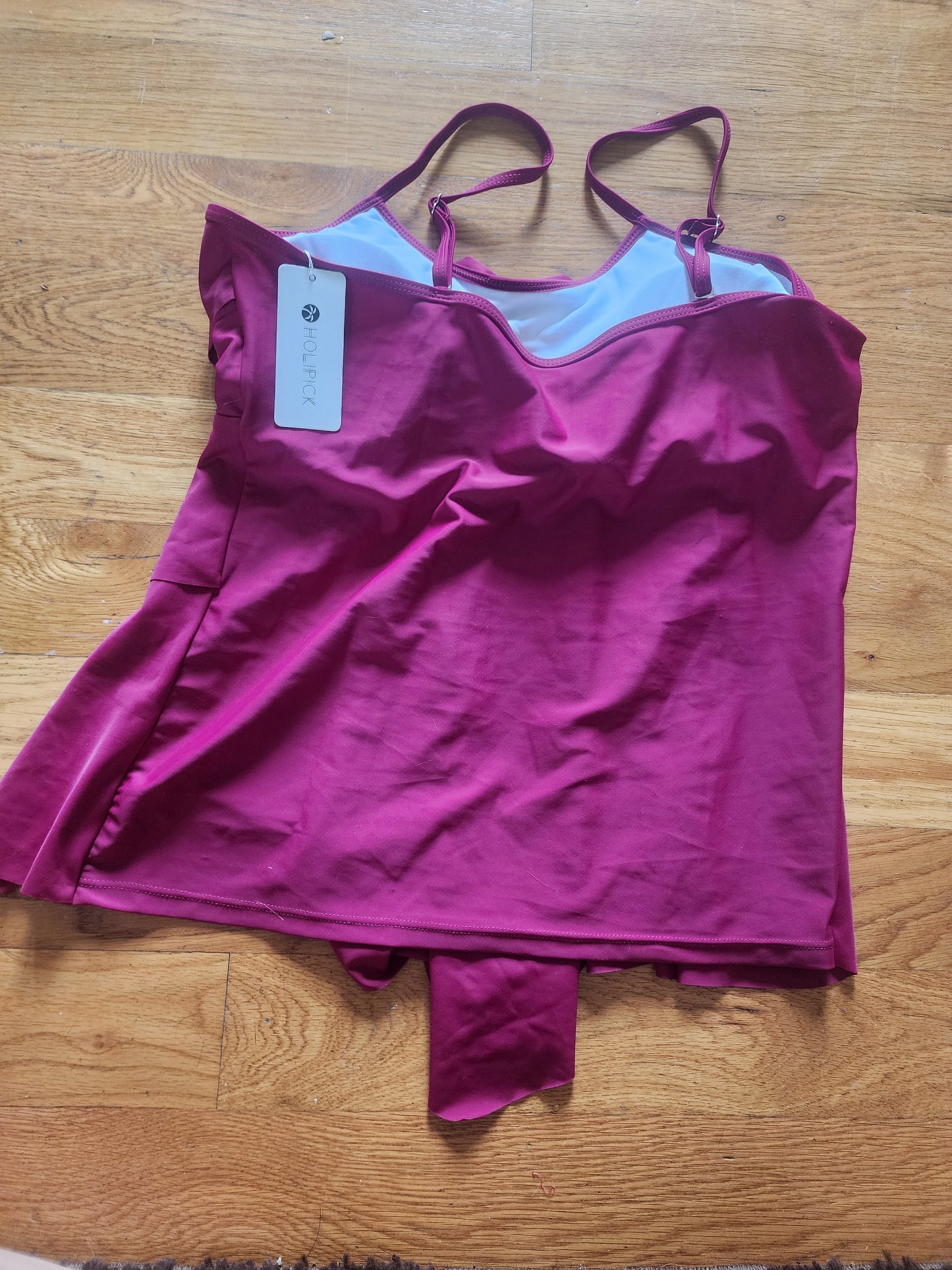 Holipick Tankini Top Womens Size XL NEW  Blouson Adjustable Strap Berry Swimwear