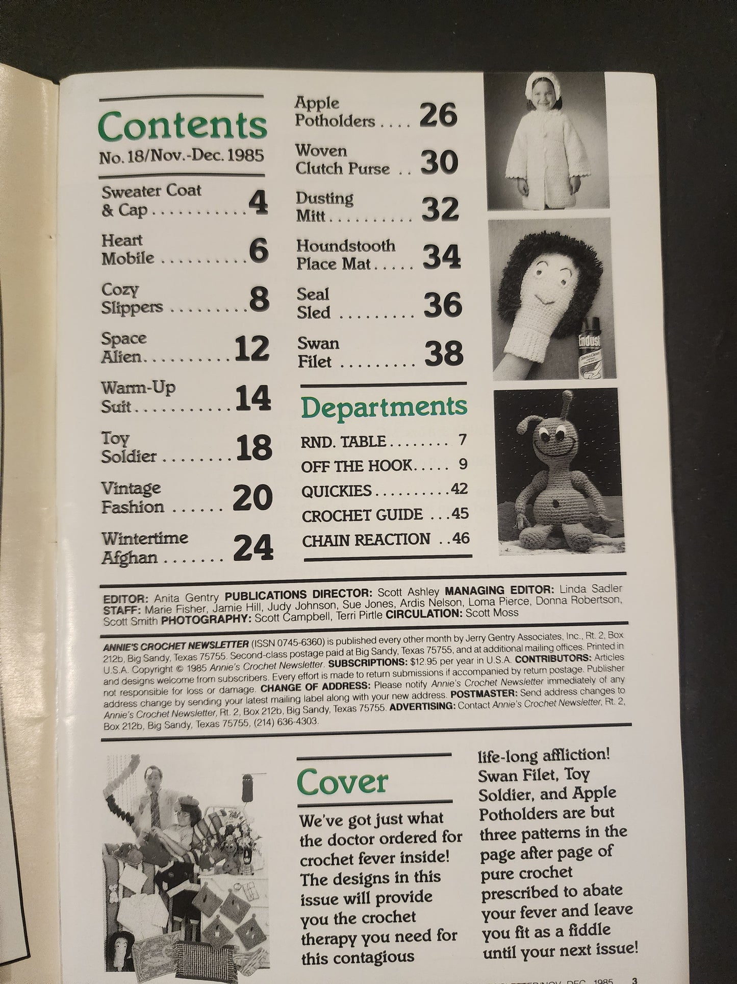 Annie’s Crochet Newsletter#17, #18 1985 Vintage Patterns, quilts,.  Both Vintage  books in good condition.