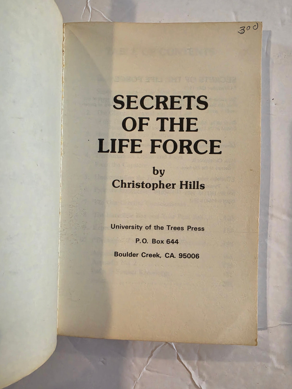 Secrets Of The Life Force Christopher Hills Rare Paperback book