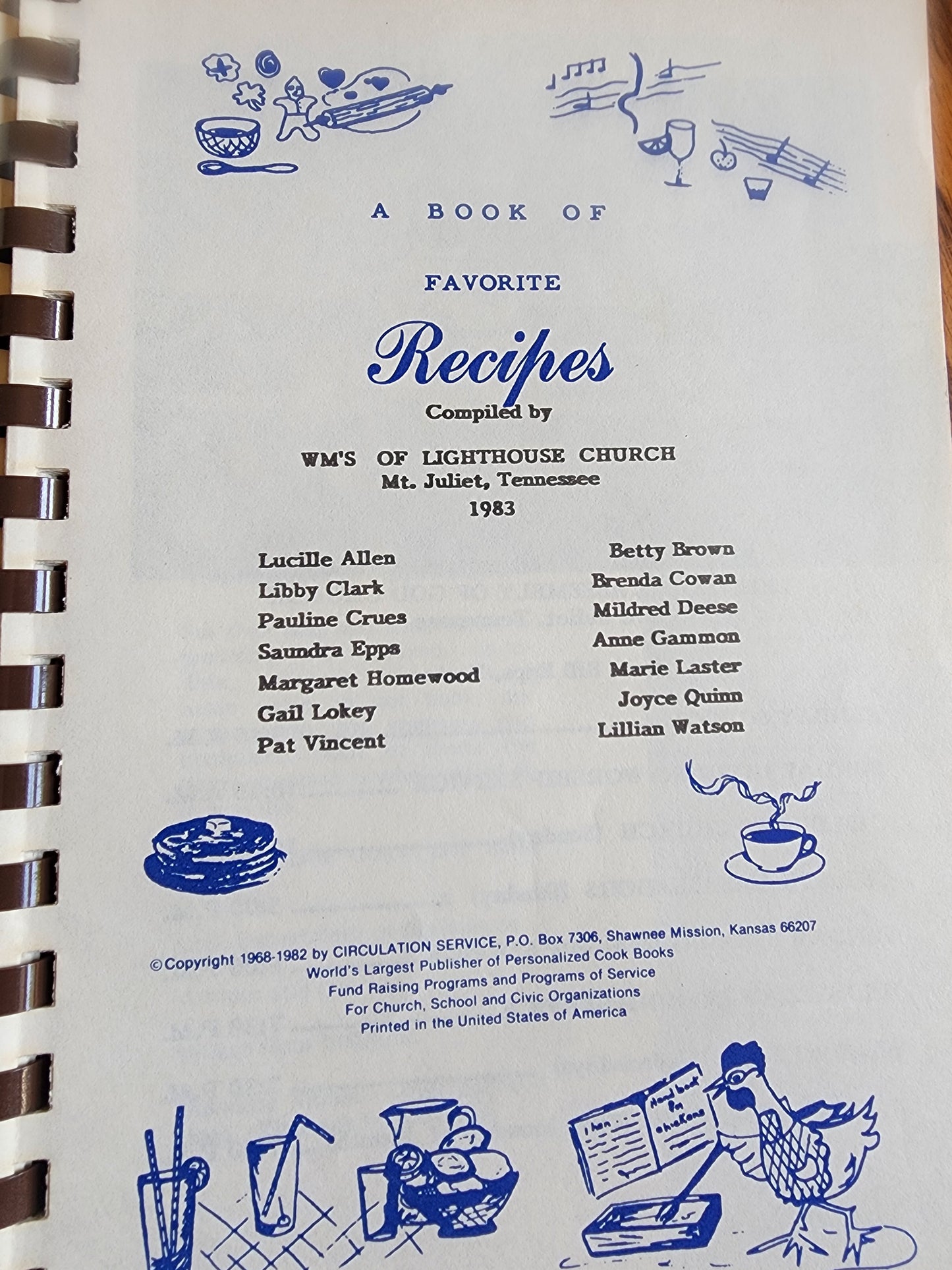 Vintage Assembly of God Church Cookbook in Mt. Juliet, Tn. 1983 Favorite Recipes