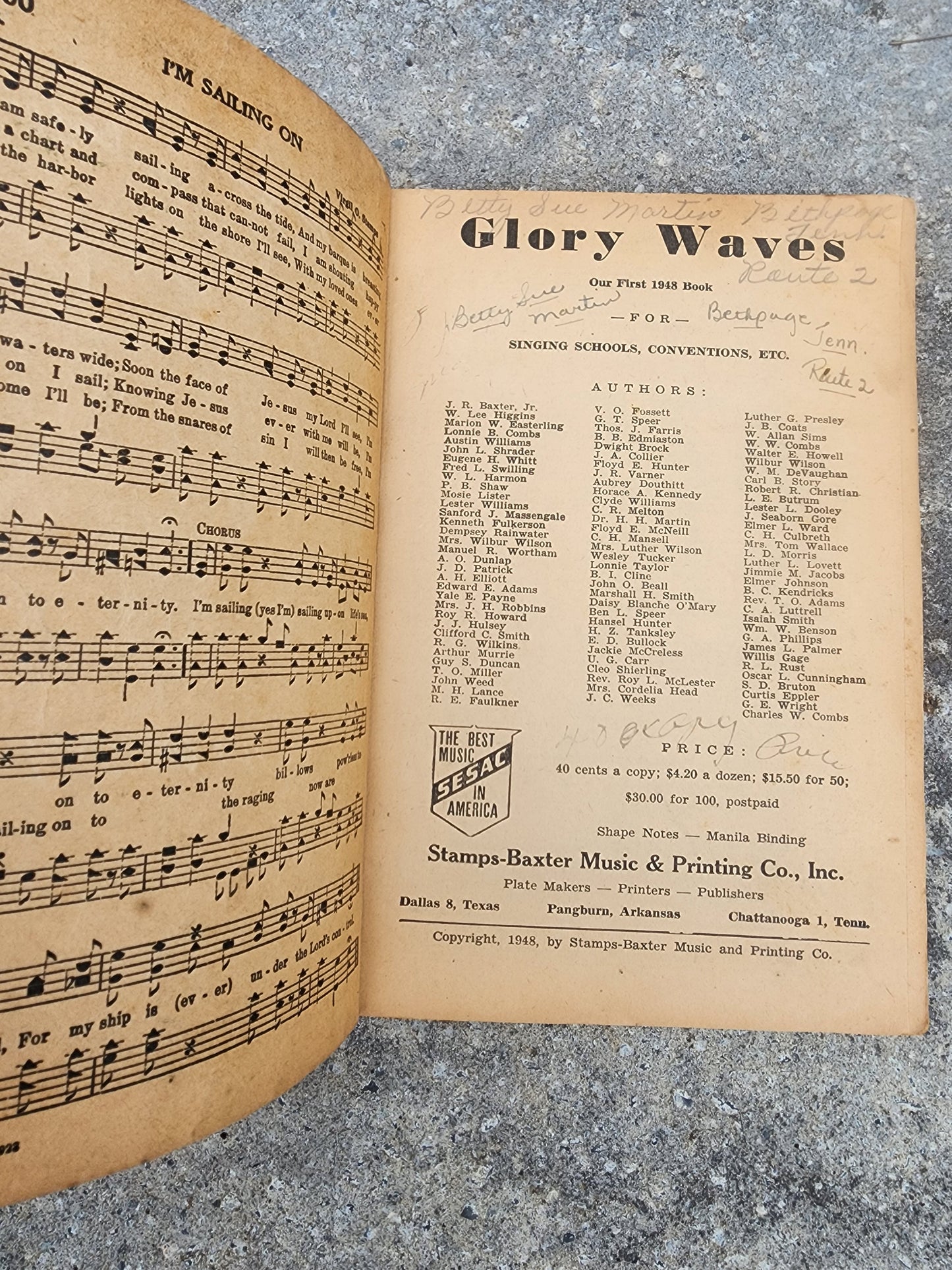 Vintage 1948 "Glory Waves" Hymnal Songbook – Stamps-Baxter