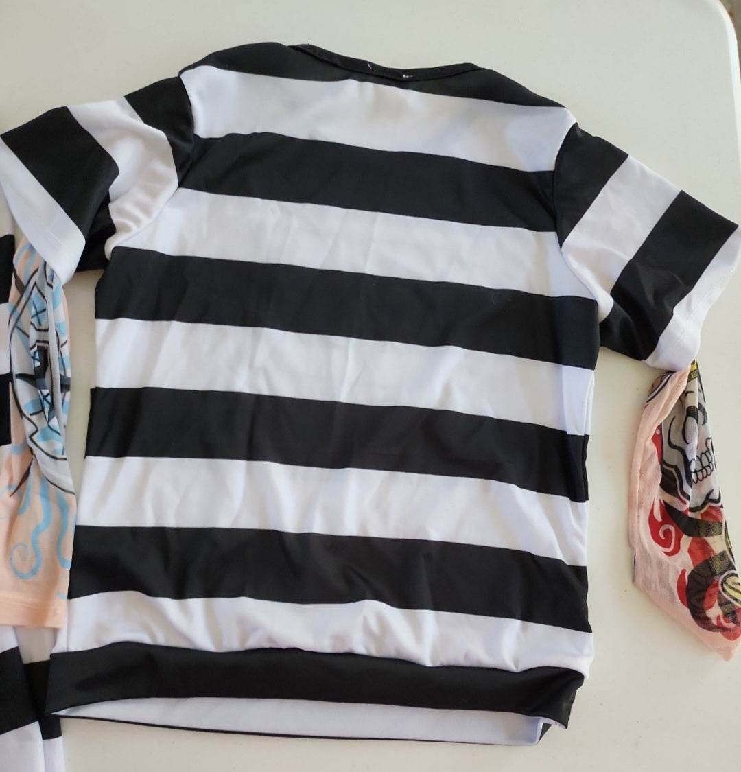 Boy's Prisoner Convict Tattoo Sleeves Child Size L 10-12 Halloween Costume