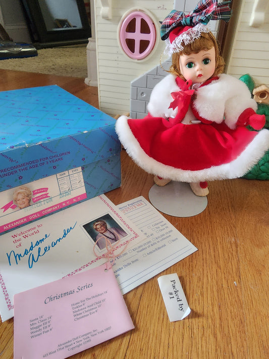 Madame Alexander Doll Winter Fun 10357,  w/Tags, Reg Cards & Custom Stand & box