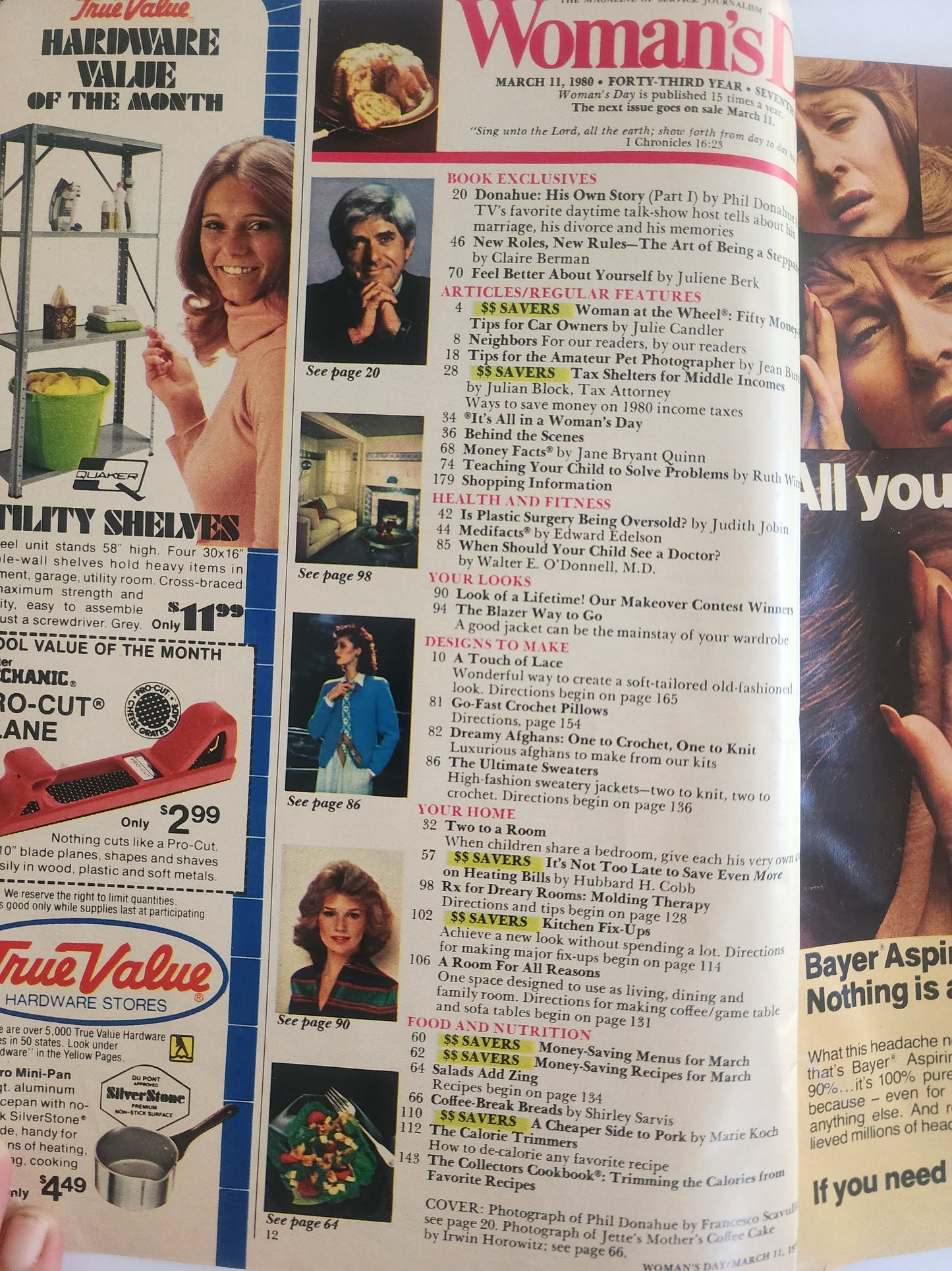 WOMANs DAY  March, 1980 Phil Donahue Coffee Cake, Recipes