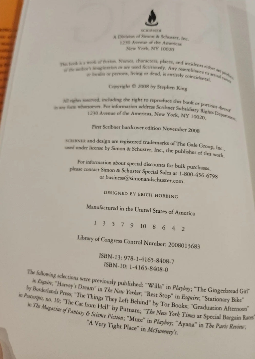 Two Stephen Kings HB Books From A Buick 8, & Just After Sunset in good condition