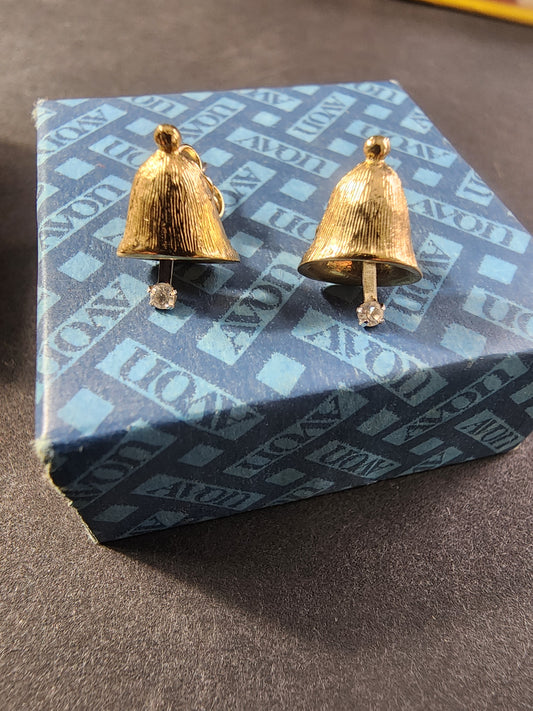 VTG 70s Avon Delicate Bells Christmas Holiday Dainty Gold Tone pierced Earrings