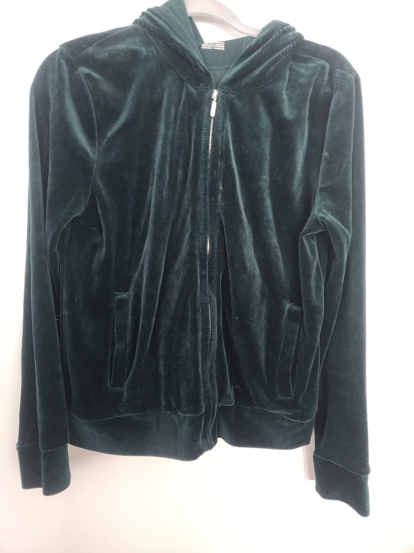 Jones New York Sport Women's Green Velour Hoodie Full Zip Jacket Size M/L