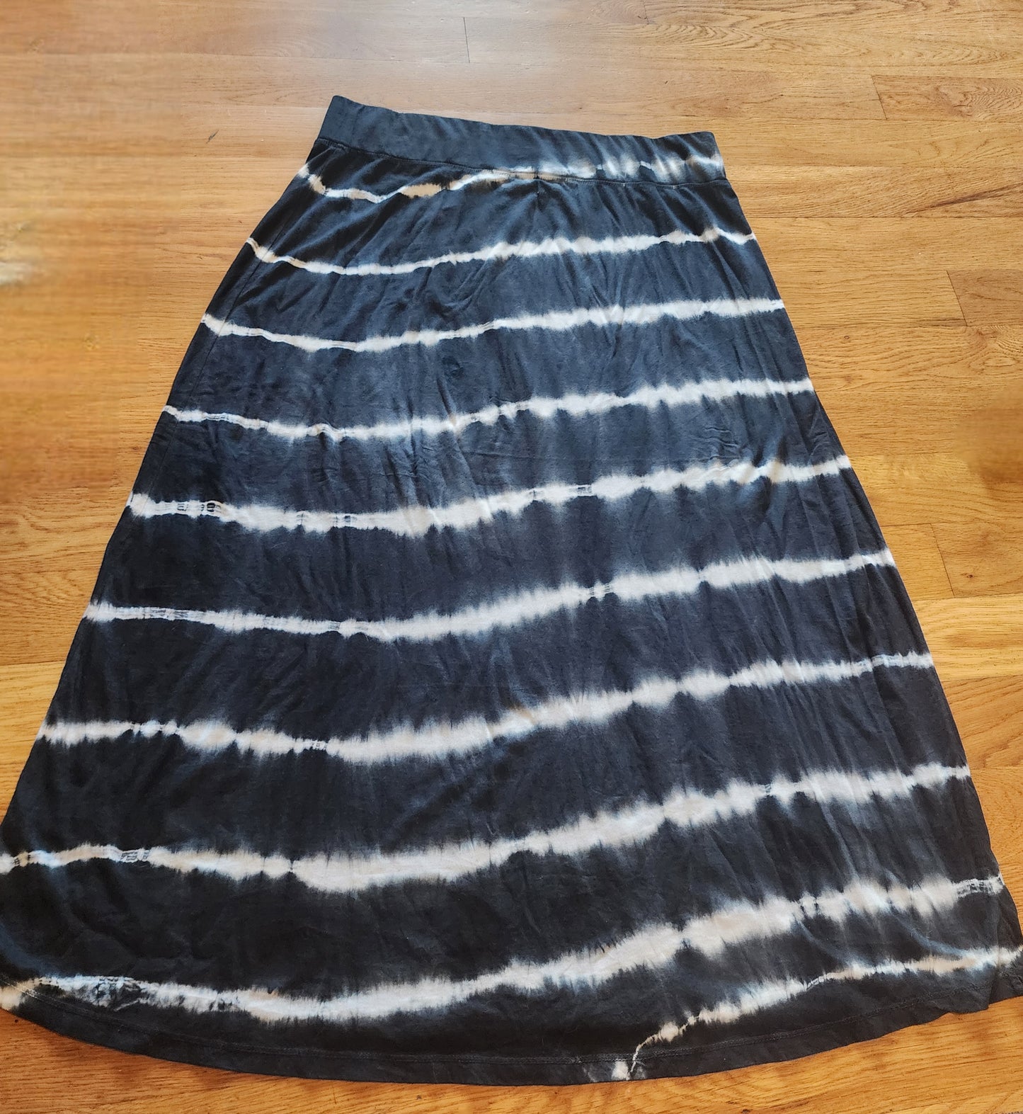 Indigo Skirt Long black & White Tie-Dyed Pull-On Maxi  XL