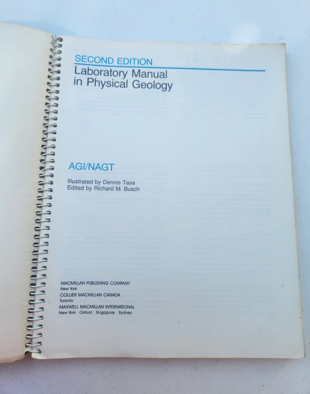 Laboratory Manual in Physical Geology AGI/,NAGT 2nd edition spiral bound workbook