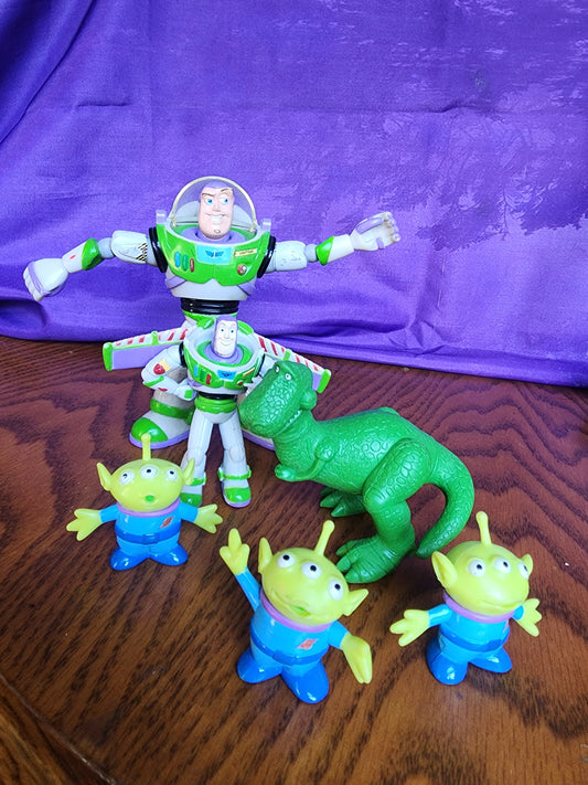 Toy Story Action Figure Lot - Buzz Lightyear, Rex, Little Green Men Aliens - Disney Pixar