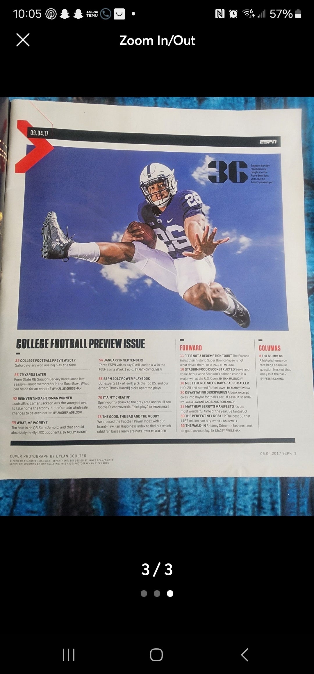 ESPN Sept. 2017 featuring Sam Darnold