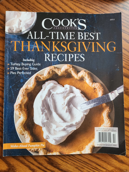 COOK'S ILLUSTRATED ALL TIME BEST THANKSGIVING RECIPES Cookbook 2023, softcover