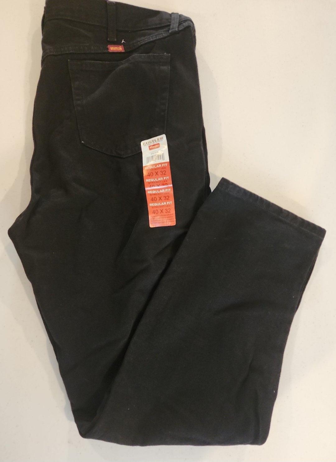 Men's Rustler Wrangler Black Jeans 40"× 32" straight leg regular fit