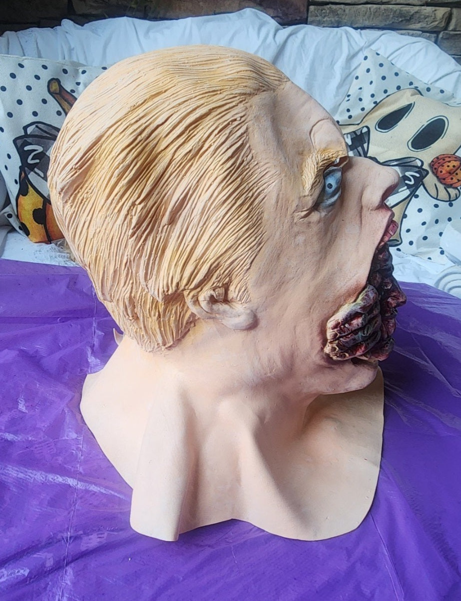Horror latex Mask with alien coming out of man's Mouth