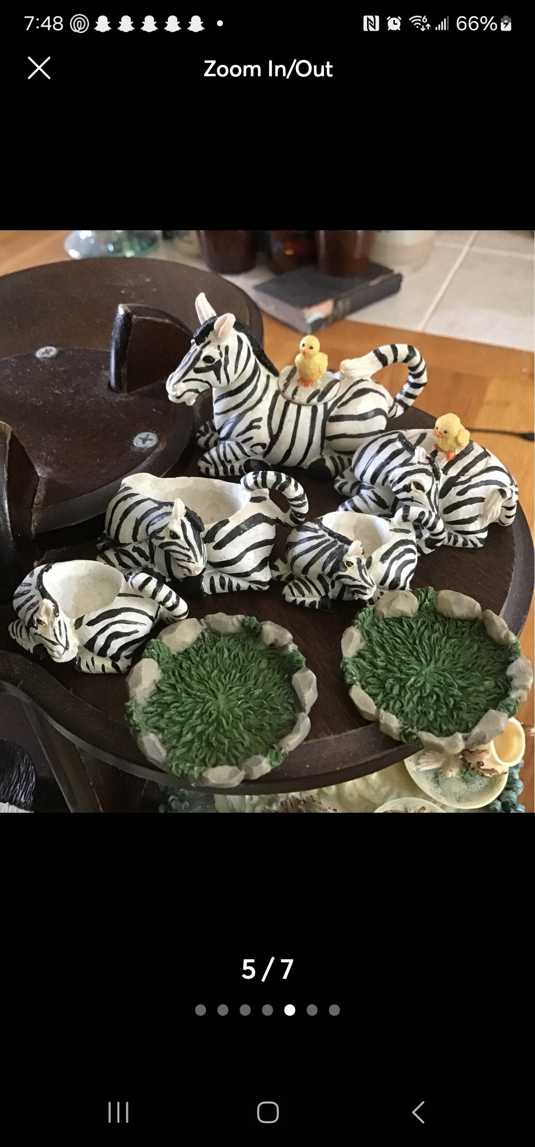 Miniature Zebra Tea set 8 pieces with pedestal