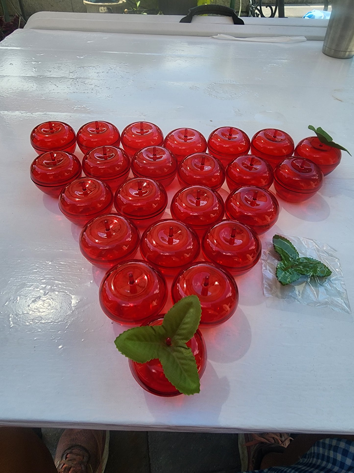 23 Pcs Red- Container Candy Plastic Apples Decorative Fillable Ornament