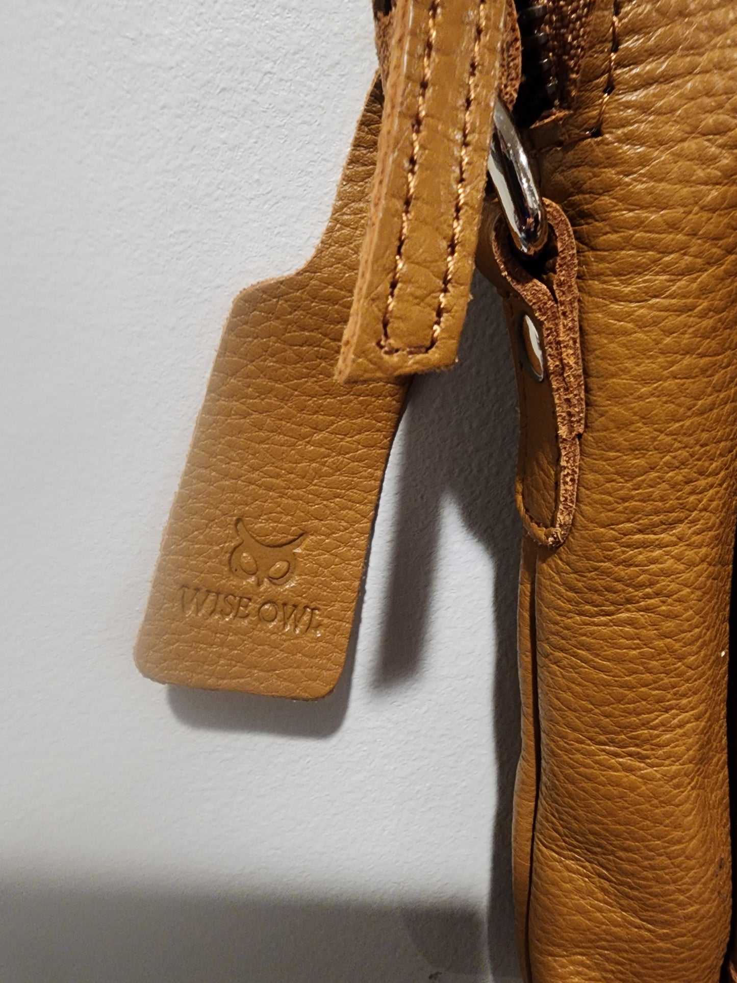 Wise Owl Brown  Leather Purse Crossbody