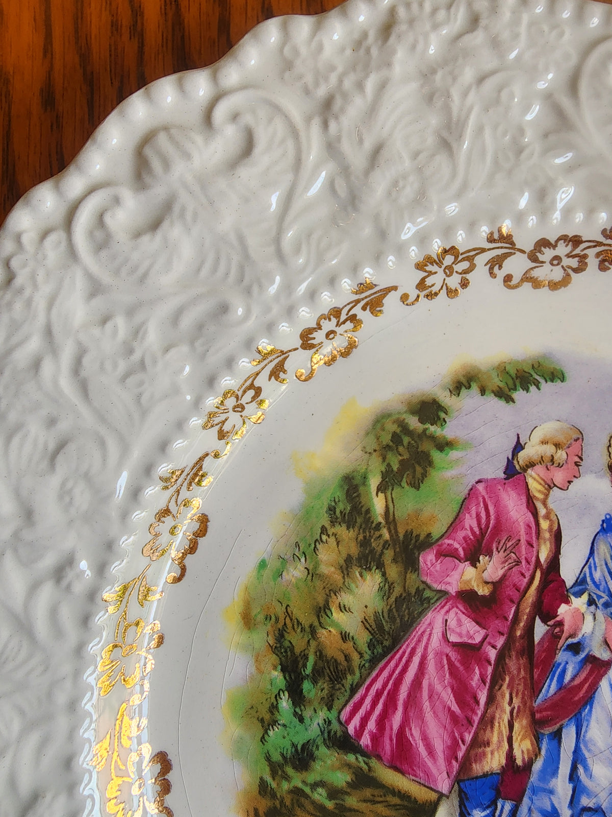 LORD NELSON COURTING COUPLE PLATE WITH GOLD FLORAL TRIM