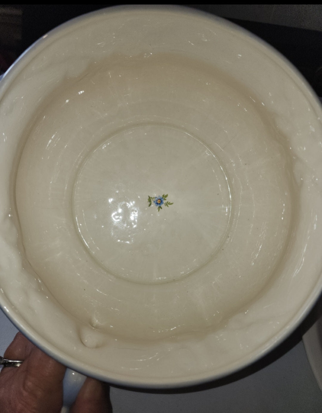 Vintage 3 piece Floral Ceramic Chamber Pot Victorian blue